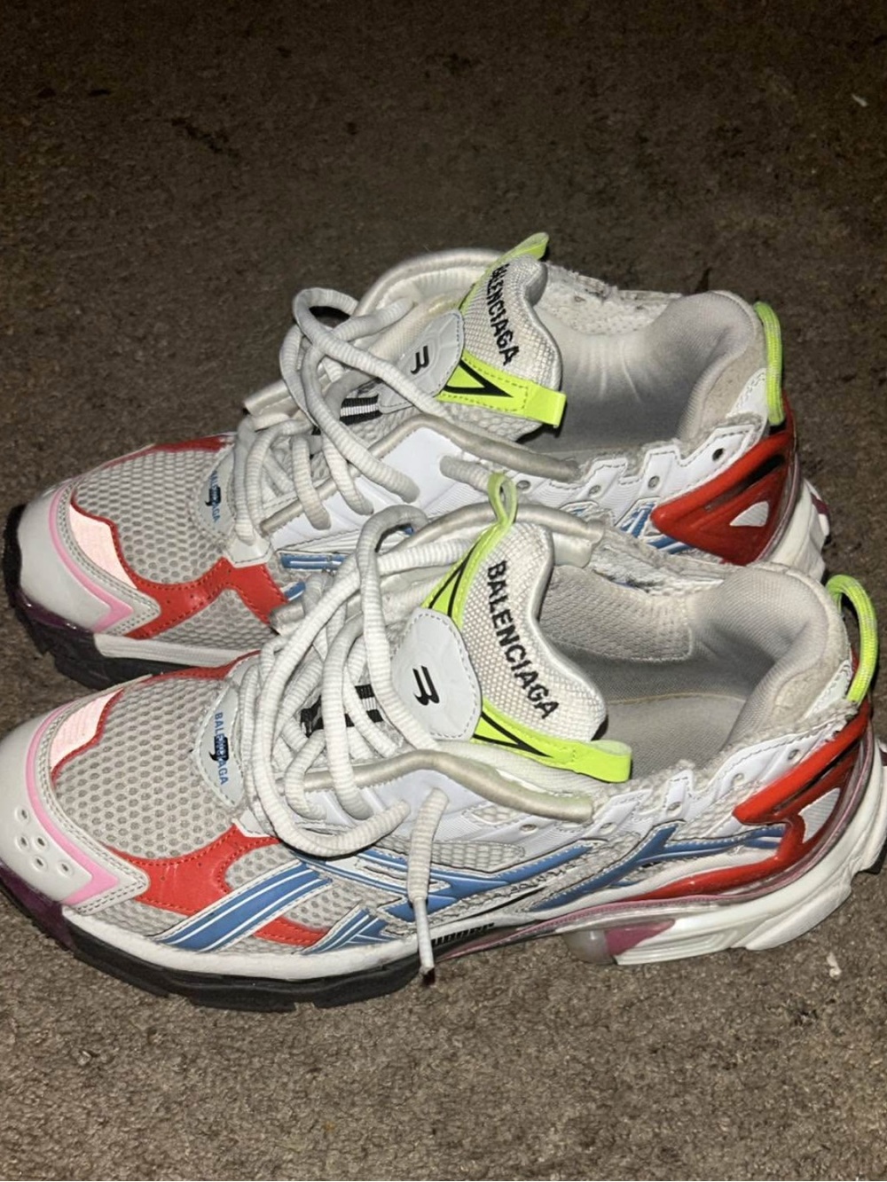 Balenciaga runner White Neon Yellow Pink Red Accent Trail Sneakers - Picture 2 of 4